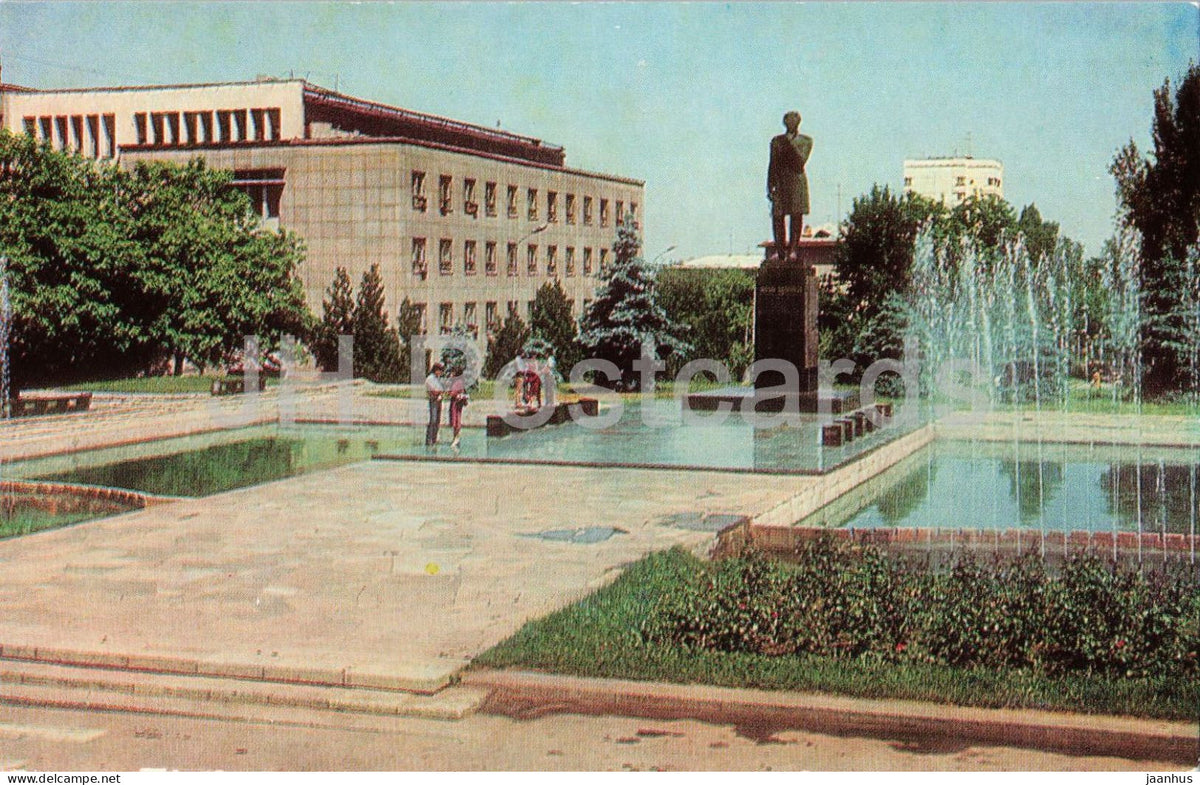 Almaty - Alma-Ata - monument to Kazakh folklorist Chokan Valikhanov - fountain - 1986 - Kazakhstan USSR - unused - JH Postcards