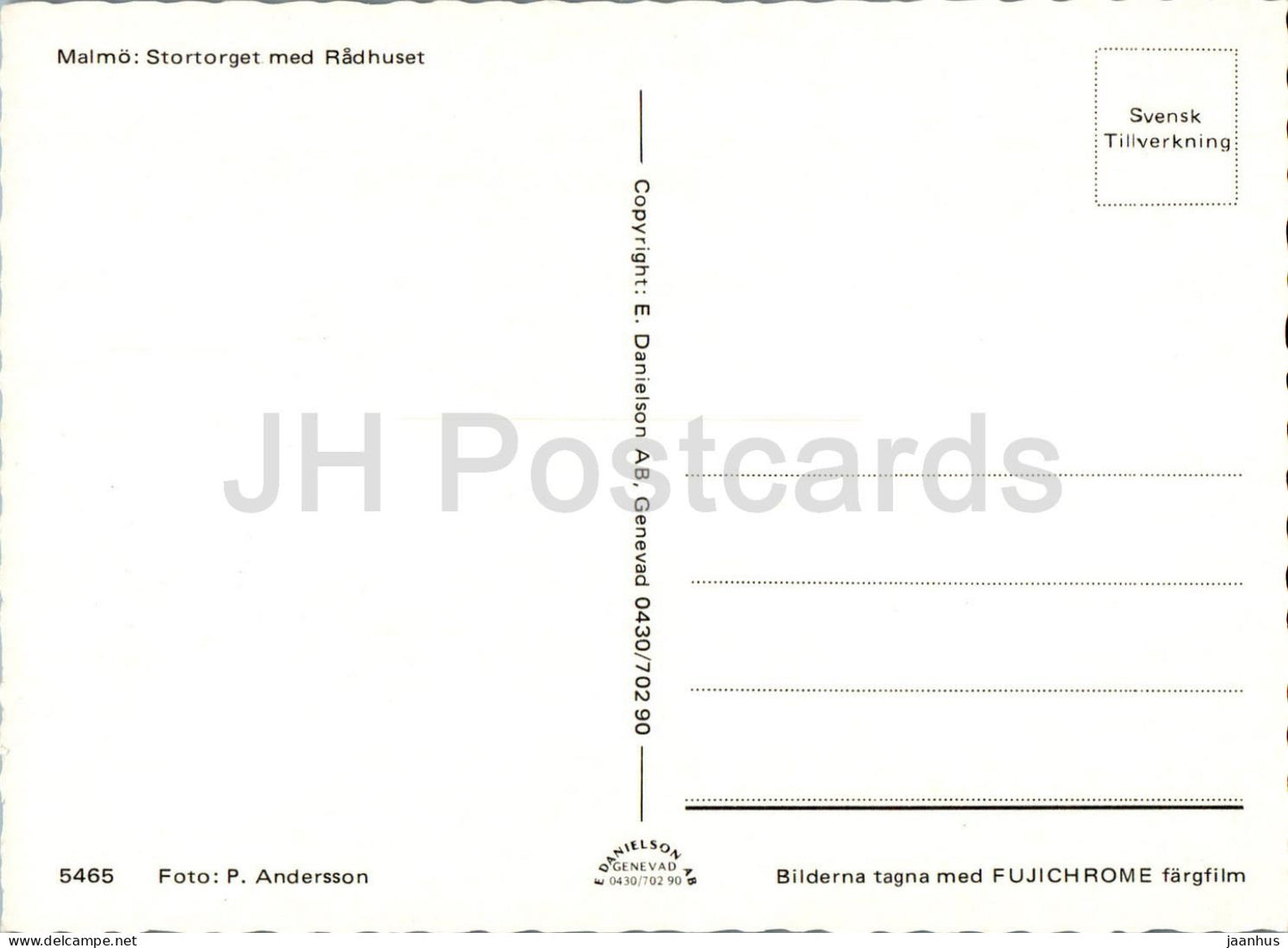 Malmo - Stortorget med Radhuset - square with town hall - 5465 - Sweden - unused