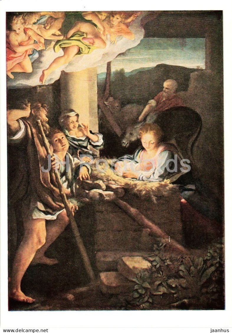 painting by Correggio - The Holy Night - Die Heilige Nacht - Italian art - old - 1950s - Germany DDR - unused - JH Postcards