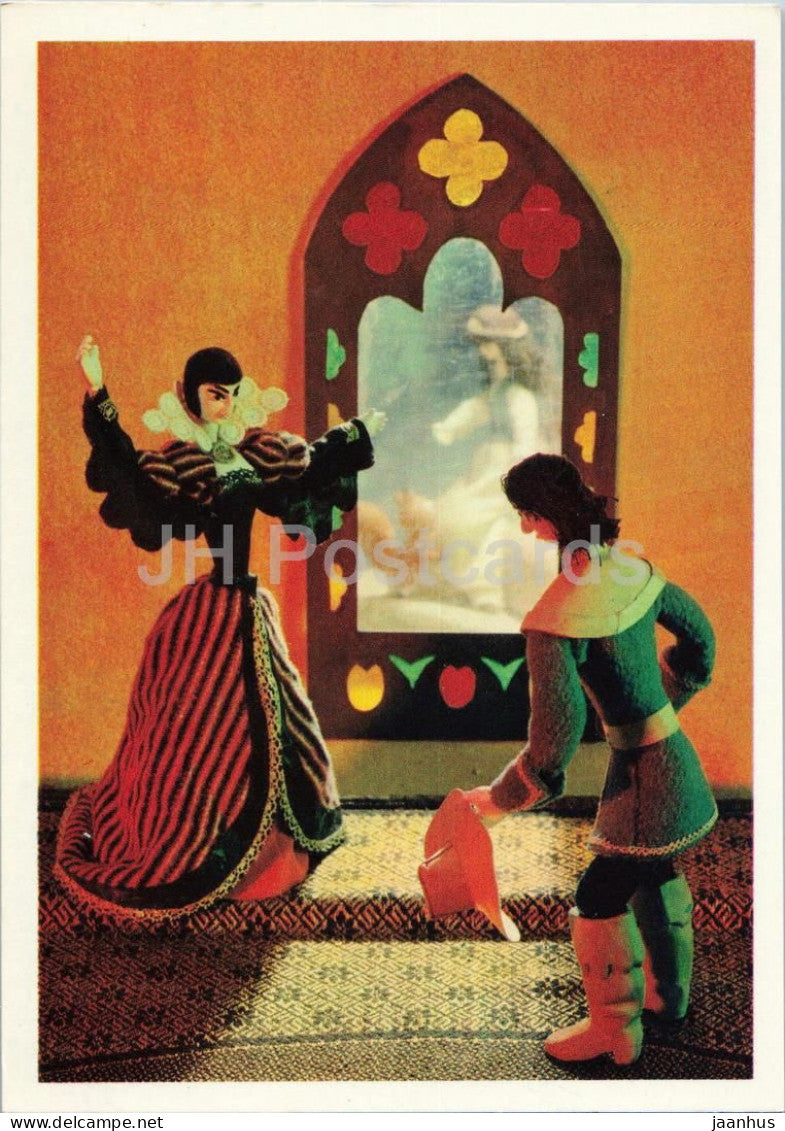 Snow White and the Seven Dwarfs - queen - puppet - Karelian Fairy Tale by Brothers Grimm - 1972 - Russia USSR - unused - JH Postcards