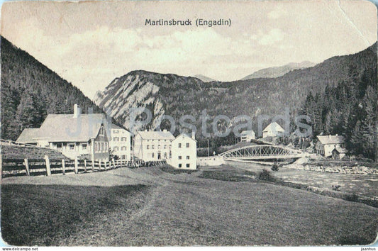 Martinsbruck - Engadin - Alpine valley village - old postcard - 1915 - Switzerland - used - JH Postcards