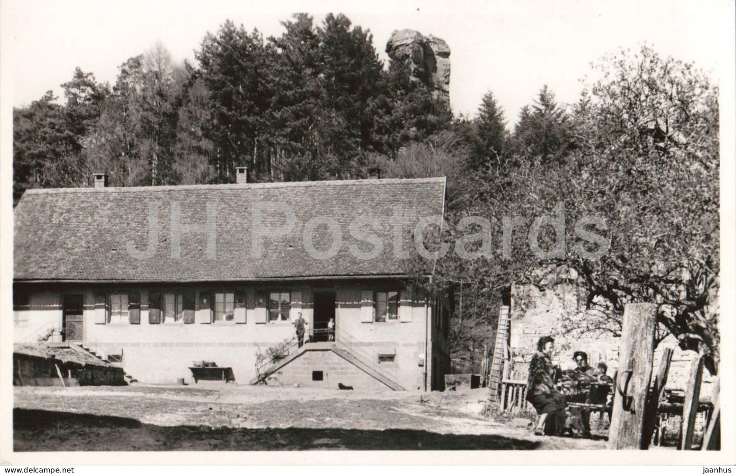 Ferme du Fleckenstein -  Fleckenstein Farm - farmhouse - rural people - forest - old postcard - France - unused - JH Postcards