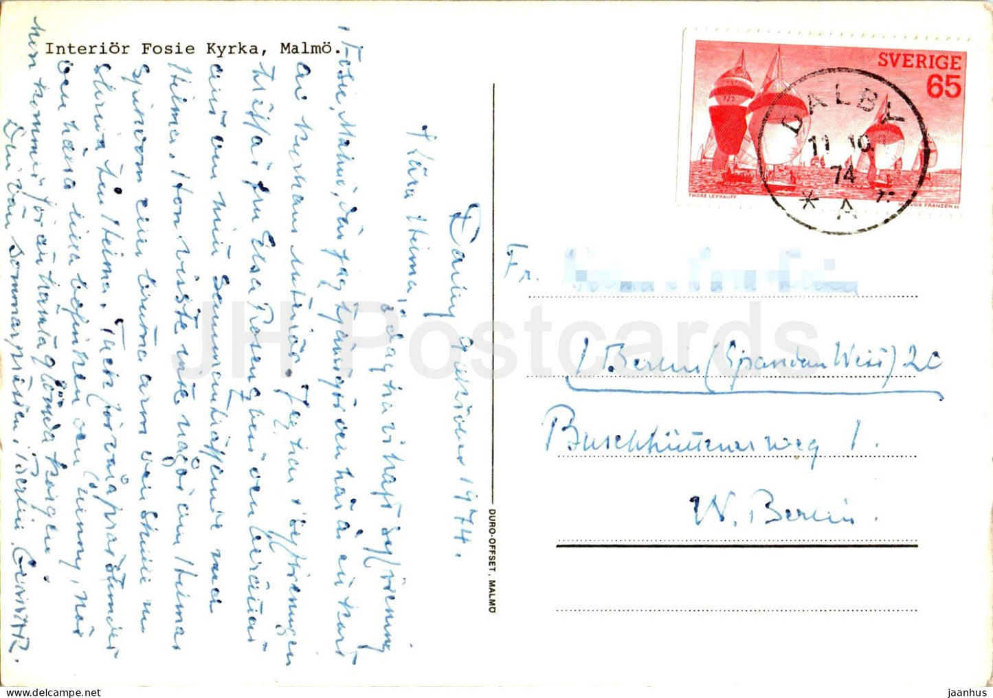 Malmö - Fosie Kyrka - intérieur - église - 1974 - Suède - inutilisé 