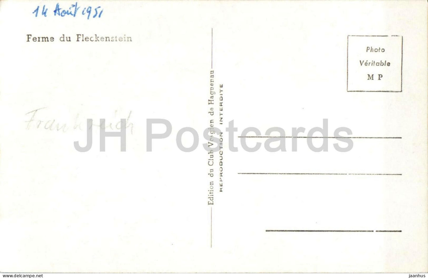 Ferme du Fleckenstein - Fleckenstein Farm - Bauernhof - Landbevölkerung - Wald - alte Postkarte - Frankreich - unbenutzt