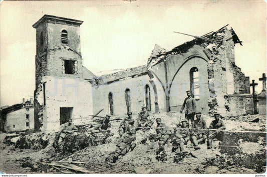 Gondrexon Kirche - Church - military - WWI - 2361 - old postcard - France - unused - JH Postcards