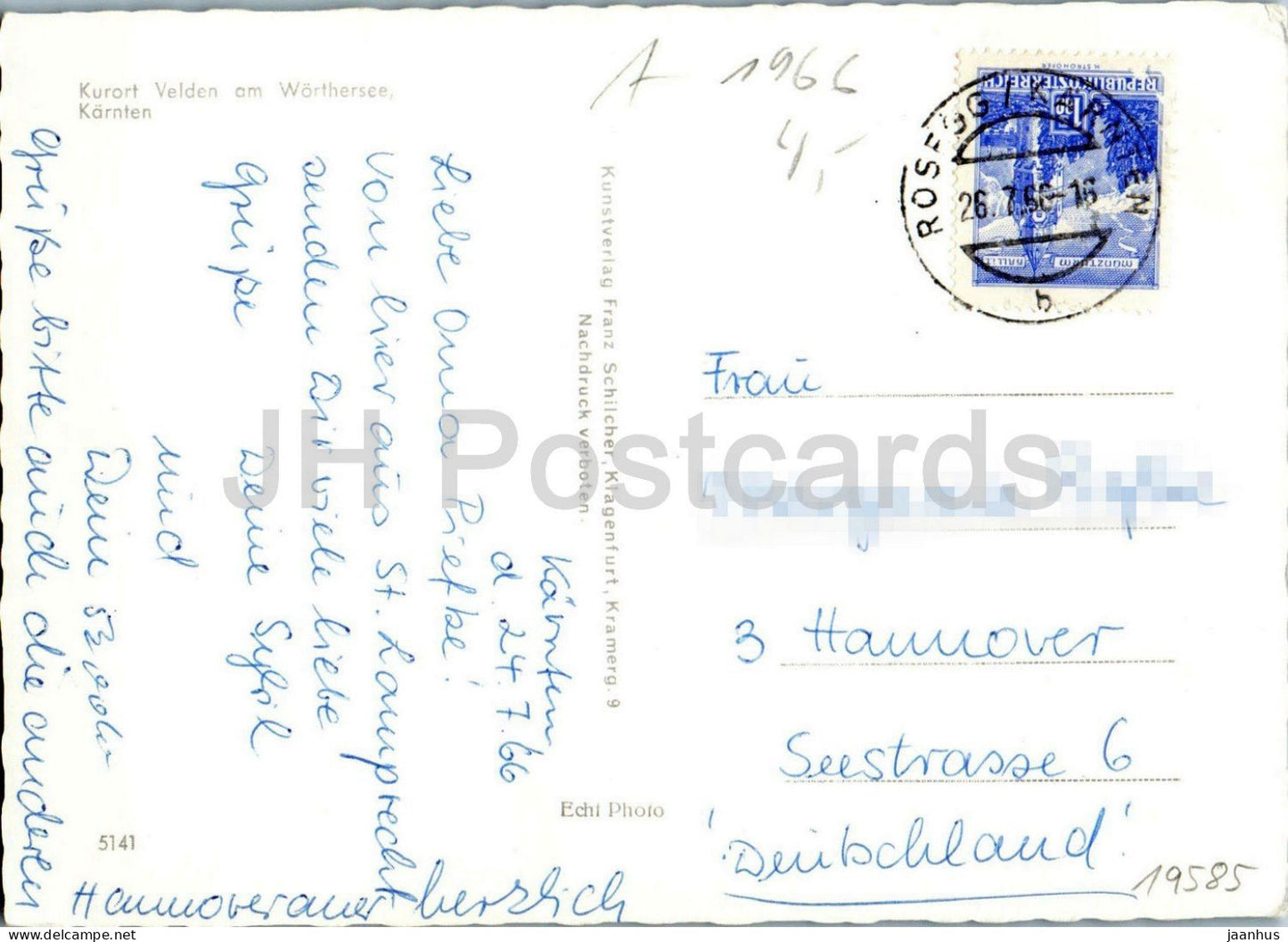 Kurort Velden am Wörthersee - Carinthie - vue sur le lac - bateaux - ville de villégiature - 5141 - 1966 - Autriche - usagé