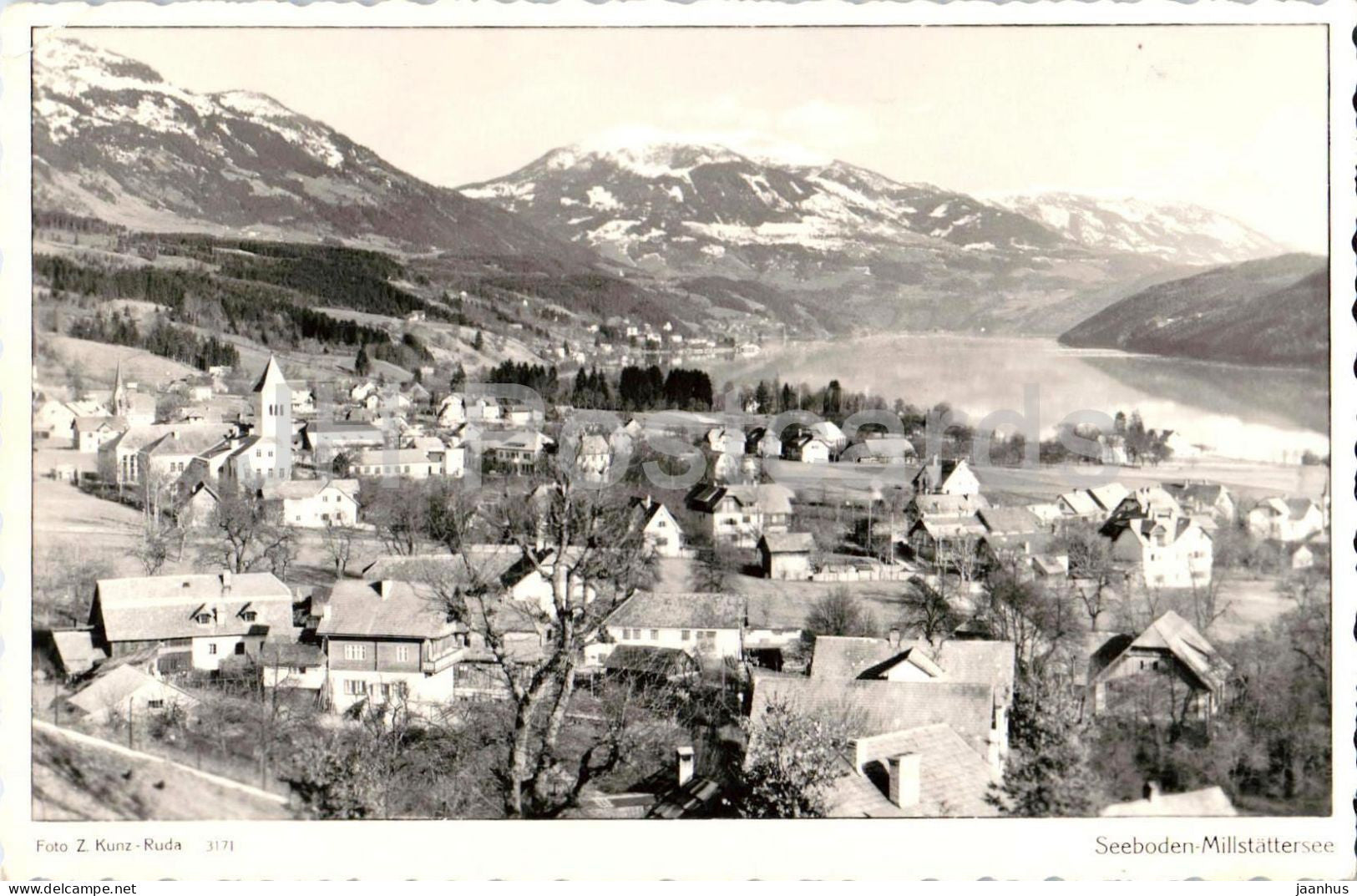 Seeboden Millstattersee - panoramic village and lake view - 3171 - old postcard - 1956 - Austria - unused - JH Postcards