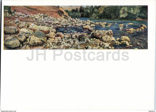 painting by Alexander Ivanov - Stones on the River Bank Vicovaro - Russian art - 1963 - Russia USSR - unused - JH Postcards