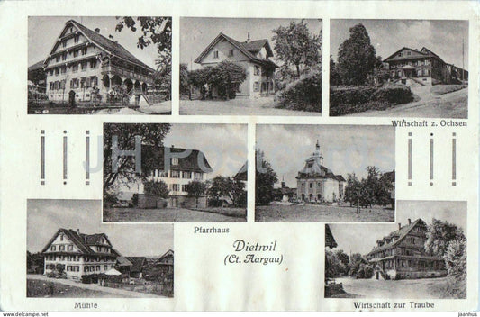 Dietwil - Aargau - Pfarrhaus - Muhle - Witschaft - multiview - old postcard - 1915 - Switzerland - used - JH Postcards