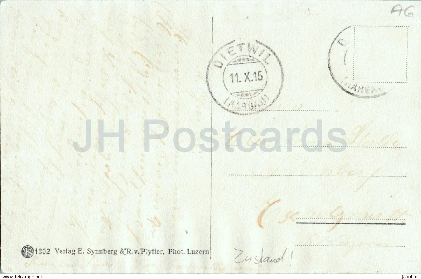 Dietwil - Argovie - Pfarrhaus - Muhle - Witschaft - multiview - carte postale ancienne - 1915 - Suisse - utilisé 