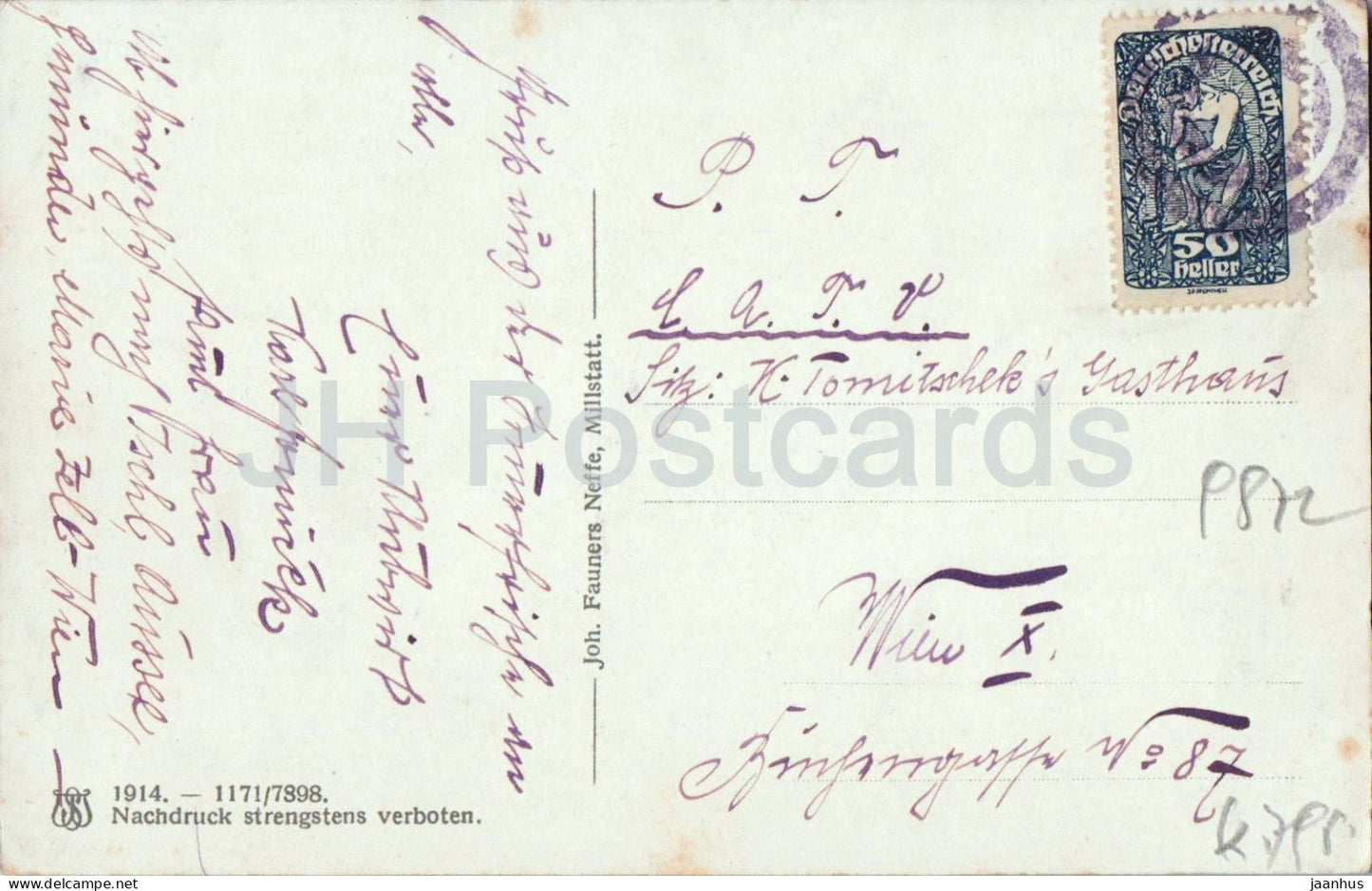 Millstatt - lake view - landscape - 1171/1798 - old postcard - 1914 - Austria - used