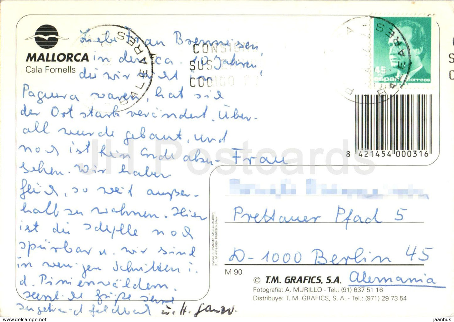 Cala Fornells Island of Mallorca - rocky bay - turquoise sea - M 90 - Spain - used