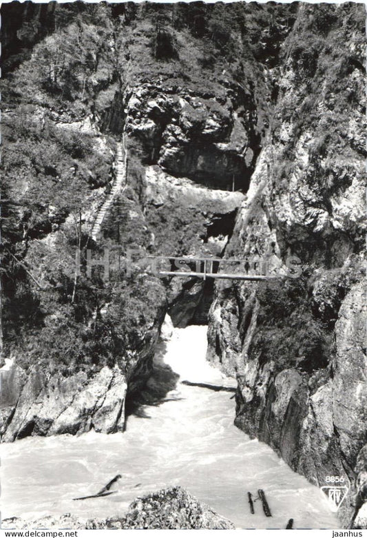 Kramsach - Triftsteig - Tirol - gorge - river - rocks - footbridge - 8856  - old postcard - Austria - unused - JH Postcards