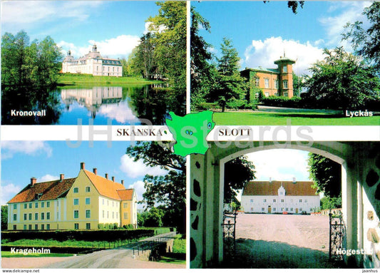 Skanska Slott - Kronovall - Lyckas - Krageholm - Hogestad - multiview - 2408 - Sweden - used - JH Postcards