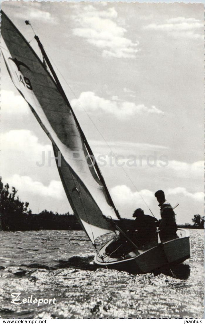 Zeilsport - Sailing sport - sailboat - lake - boat - old postcard - Netherlands - used - JH Postcards