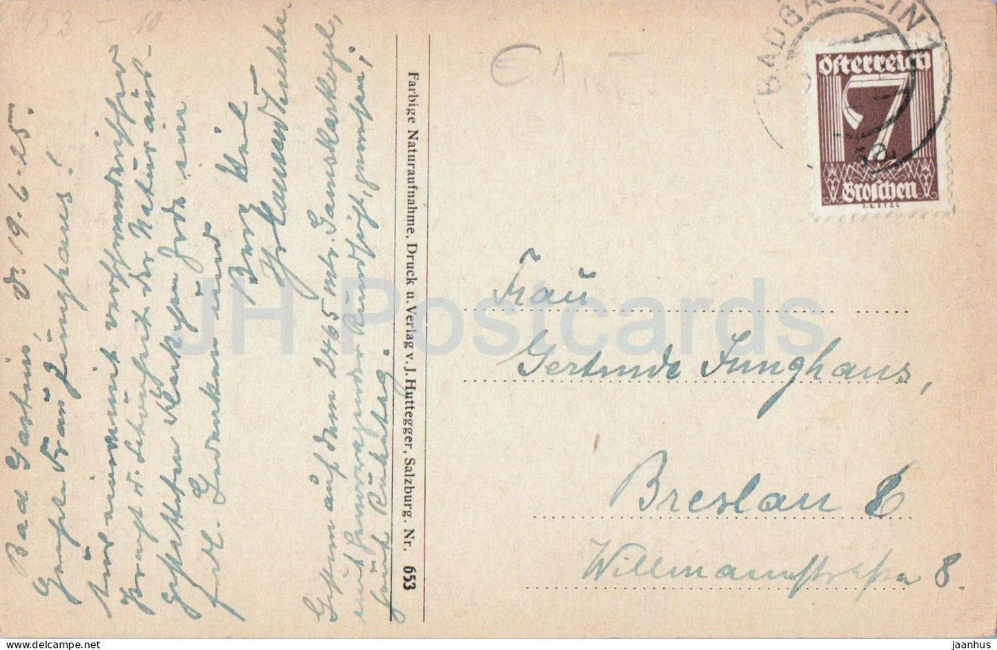 Bockstein - panorama - n° 653 - carte postale ancienne - 1925 - Autriche - usagée 