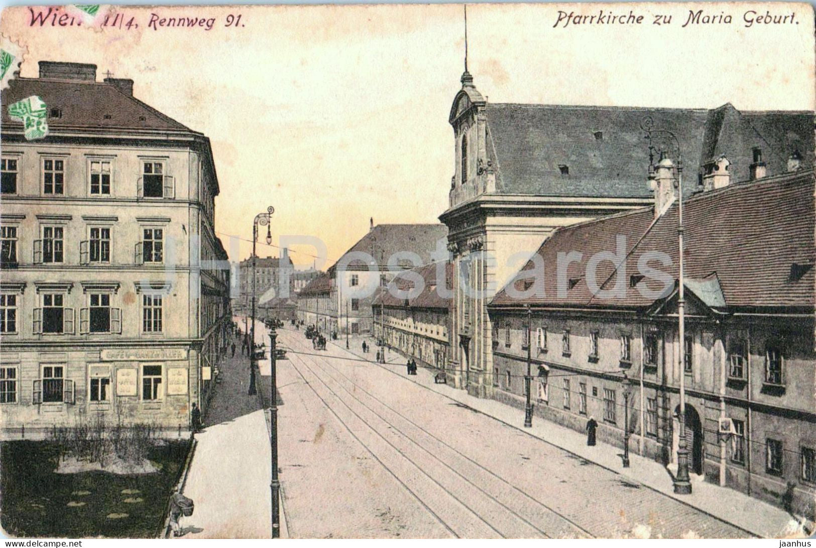 Wien - Vienna - Rennweg 91 - Pfarrkirche zu Maria Geburt - church - old postcard - 1909 - Austria - used - JH Postcards