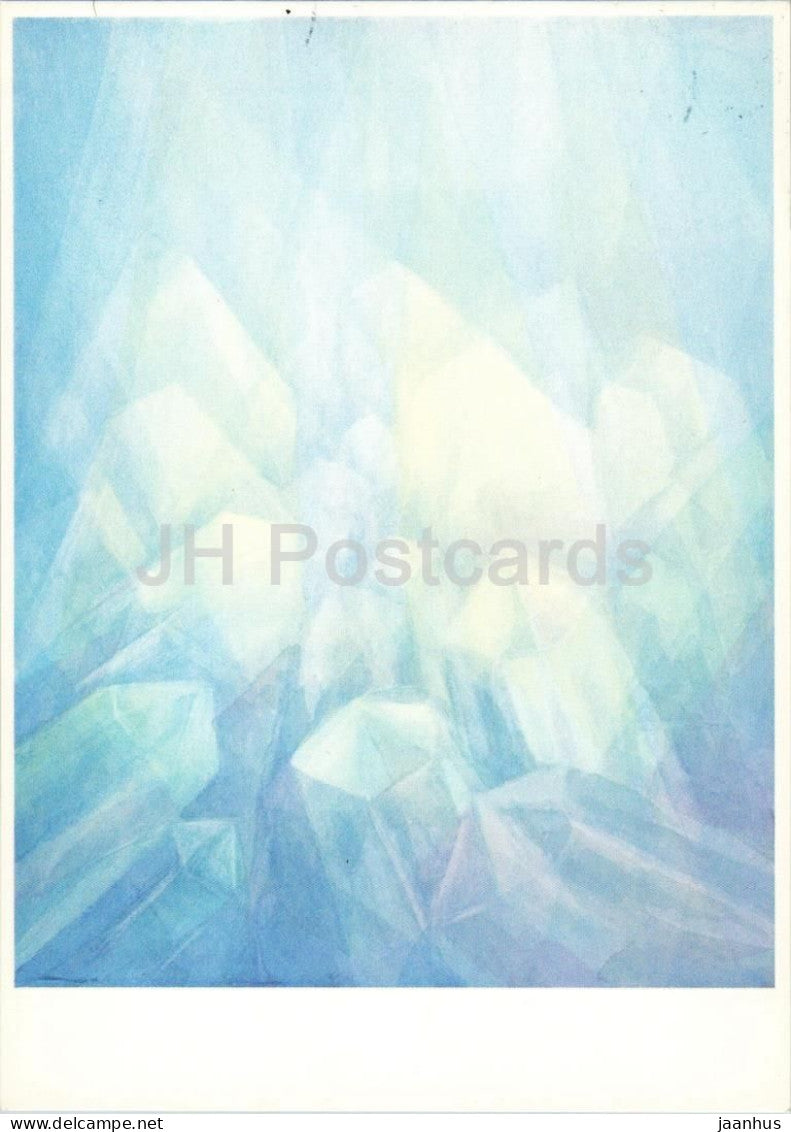 watercolor painting by Margarethe Hauschka - Crystals - Kristalle - German art - 1980 - West Germany - used - JH Postcards