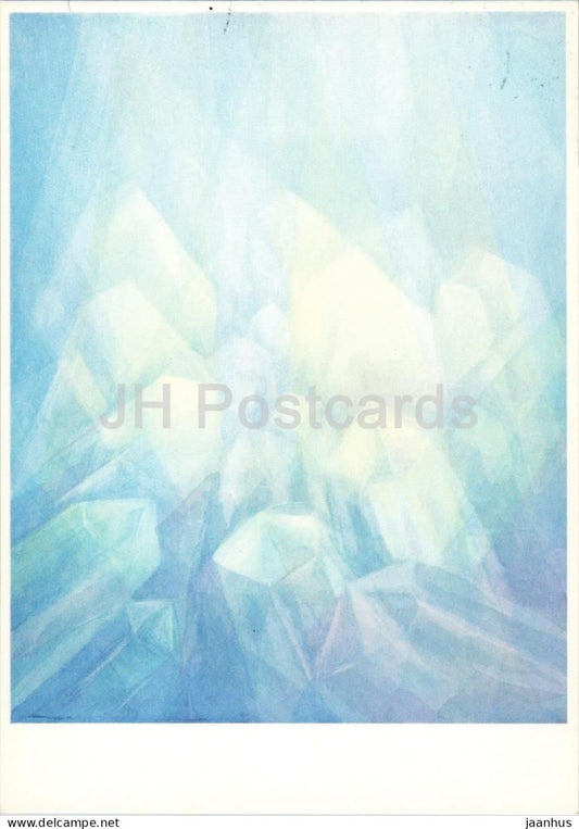 watercolor painting by Margarethe Hauschka - Crystals - Kristalle - German art - 1980 - West Germany - used - JH Postcards