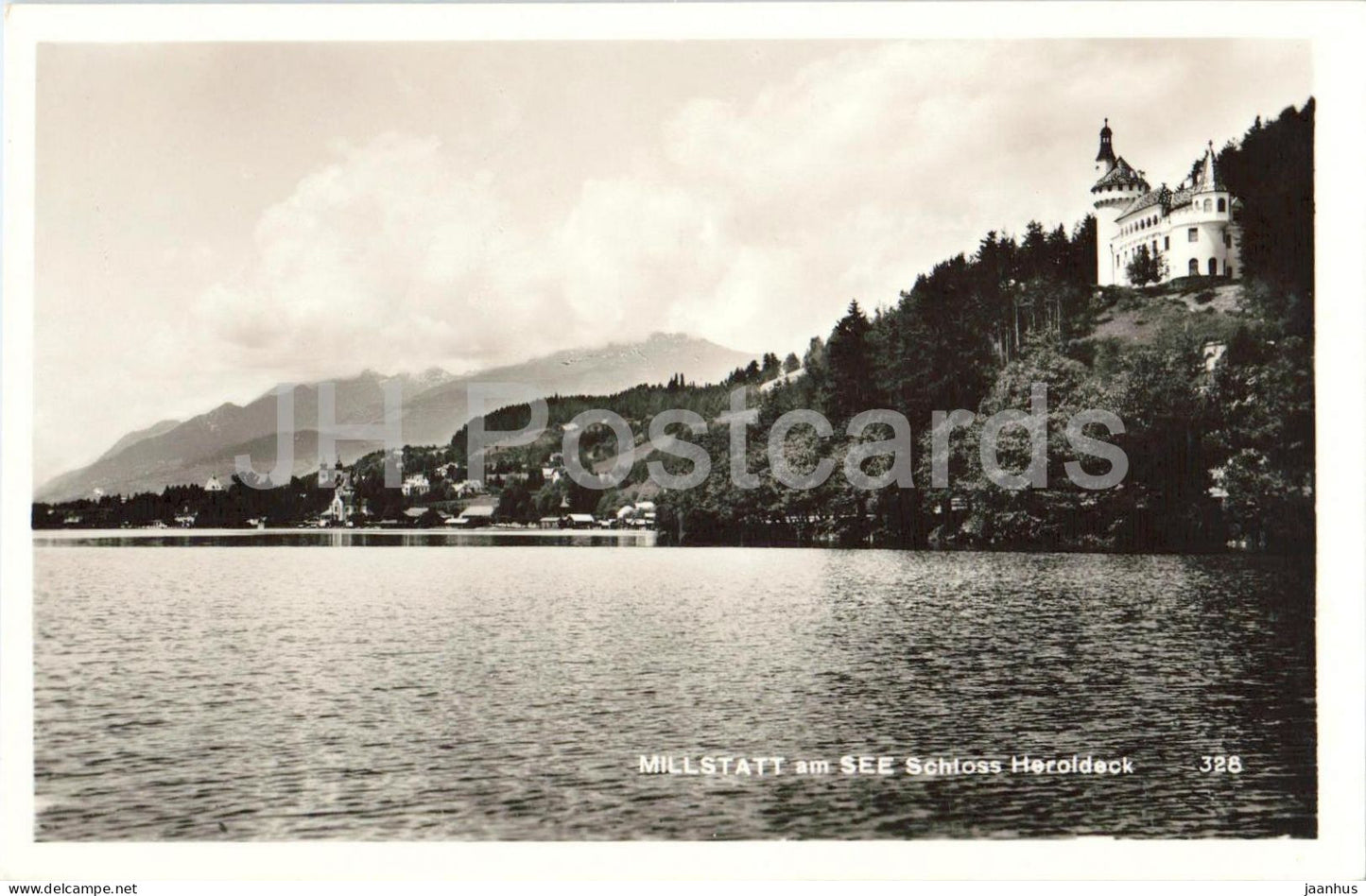 Millstatt am See - Schloss Heroldeck - castle - lake view - 328 - old postcard - 1938 - Austria - unused - JH Postcards