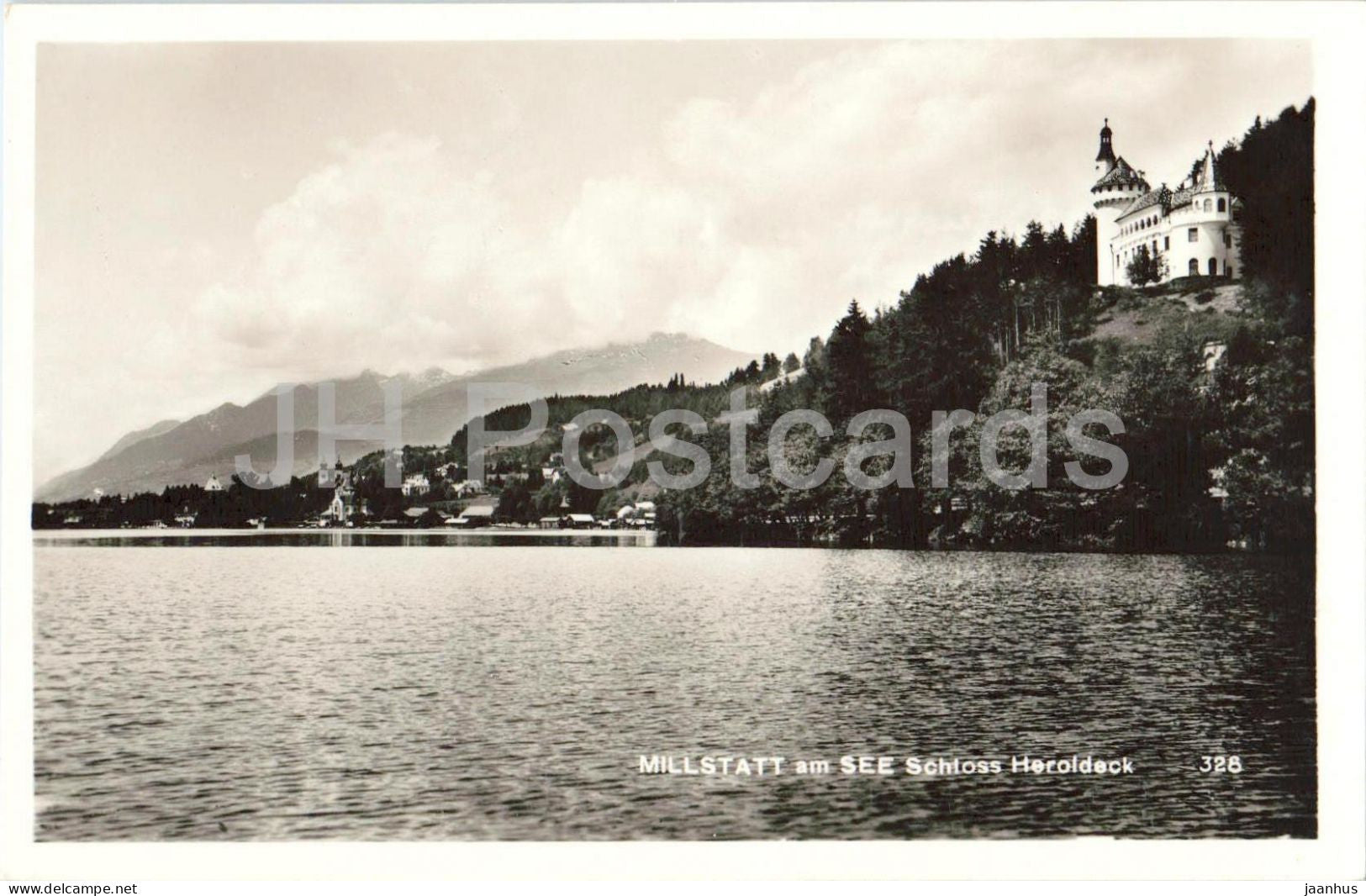Millstatt am See - Schloss Heroldeck - castle - lake view - 328 - old postcard - 1938 - Austria - unused - JH Postcards