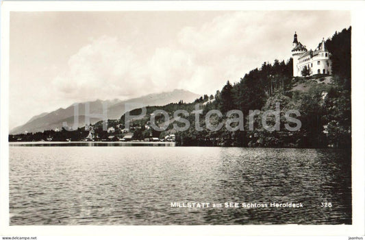 Millstatt am See - Schloss Heroldeck - castle - lake view - 328 - old postcard - 1938 - Austria - unused - JH Postcards
