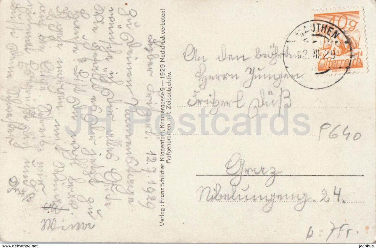 Kotschach Mauten vd Plockenstrasse - vue du village - 613 - carte postale ancienne - 1929 - Autriche - utilisée 