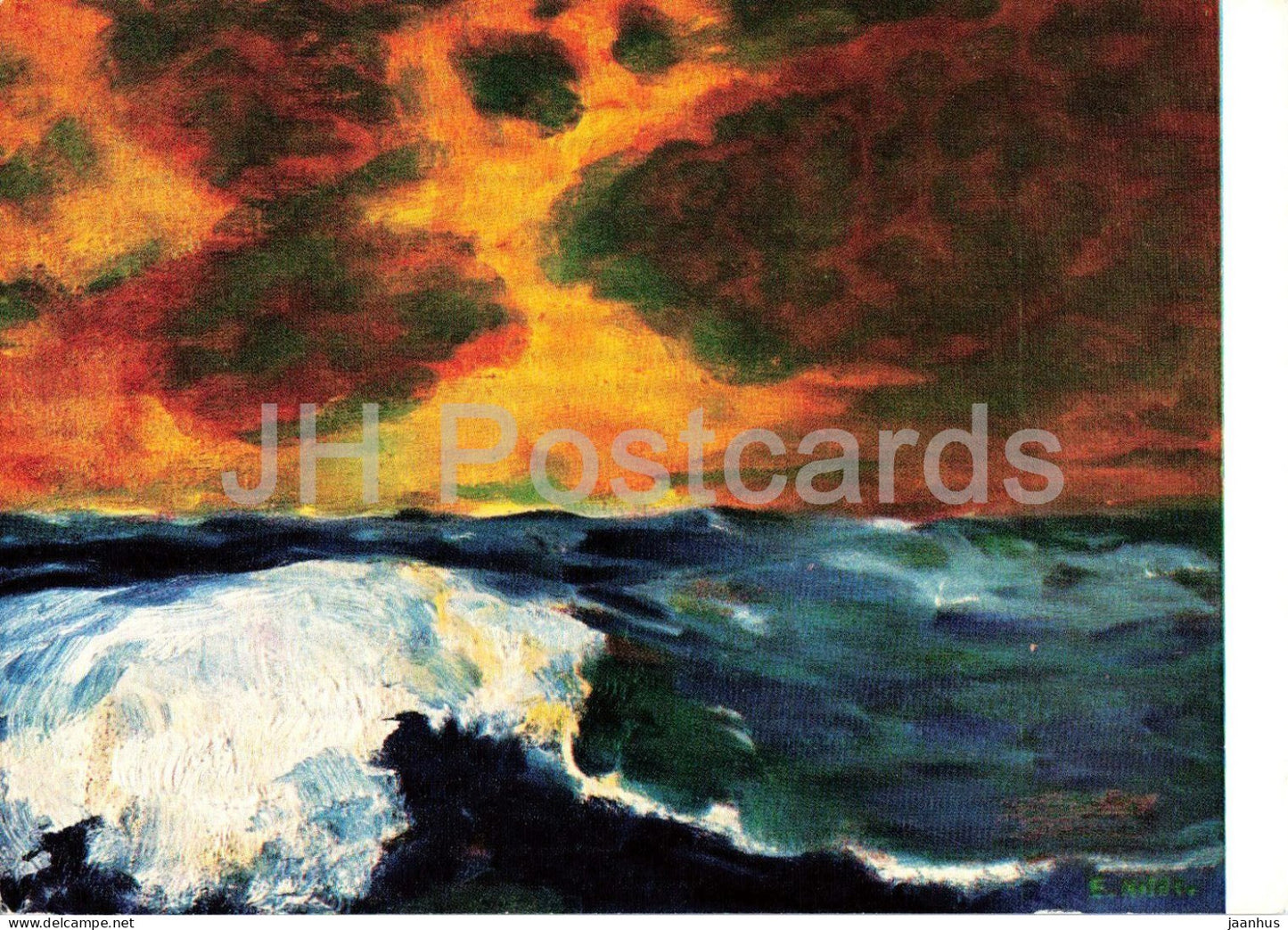 painting by Emil Nolde - Ocean III - Meer III - German art - 1968 - Germany - used - JH Postcards