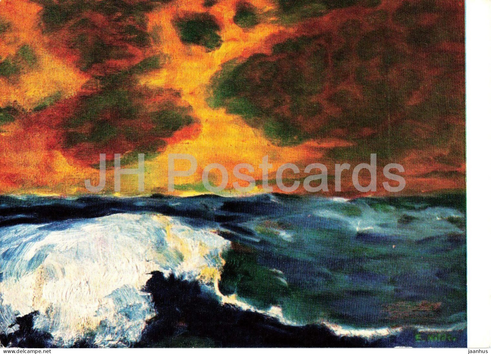 painting by Emil Nolde - Ocean III - Meer III - German art - 1968 - Germany - used - JH Postcards