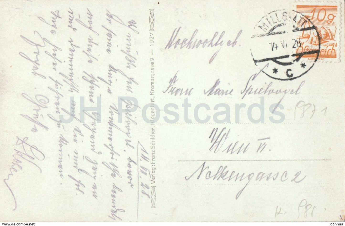 Millstatt am See Strandbad - bathing beach - swimmers - lake view - 1081 - old postcard - 1928 - Austria - used