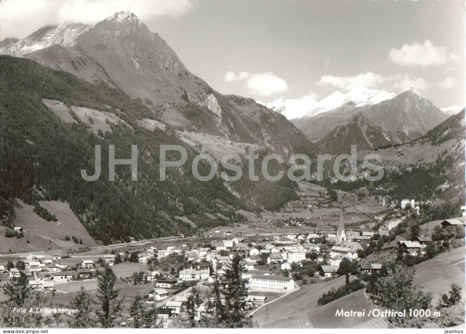 Matrei - Osttirol 1000 m - town - valley - mountains - alpine panorama - old postcard - Austria - unused - JH Postcards
