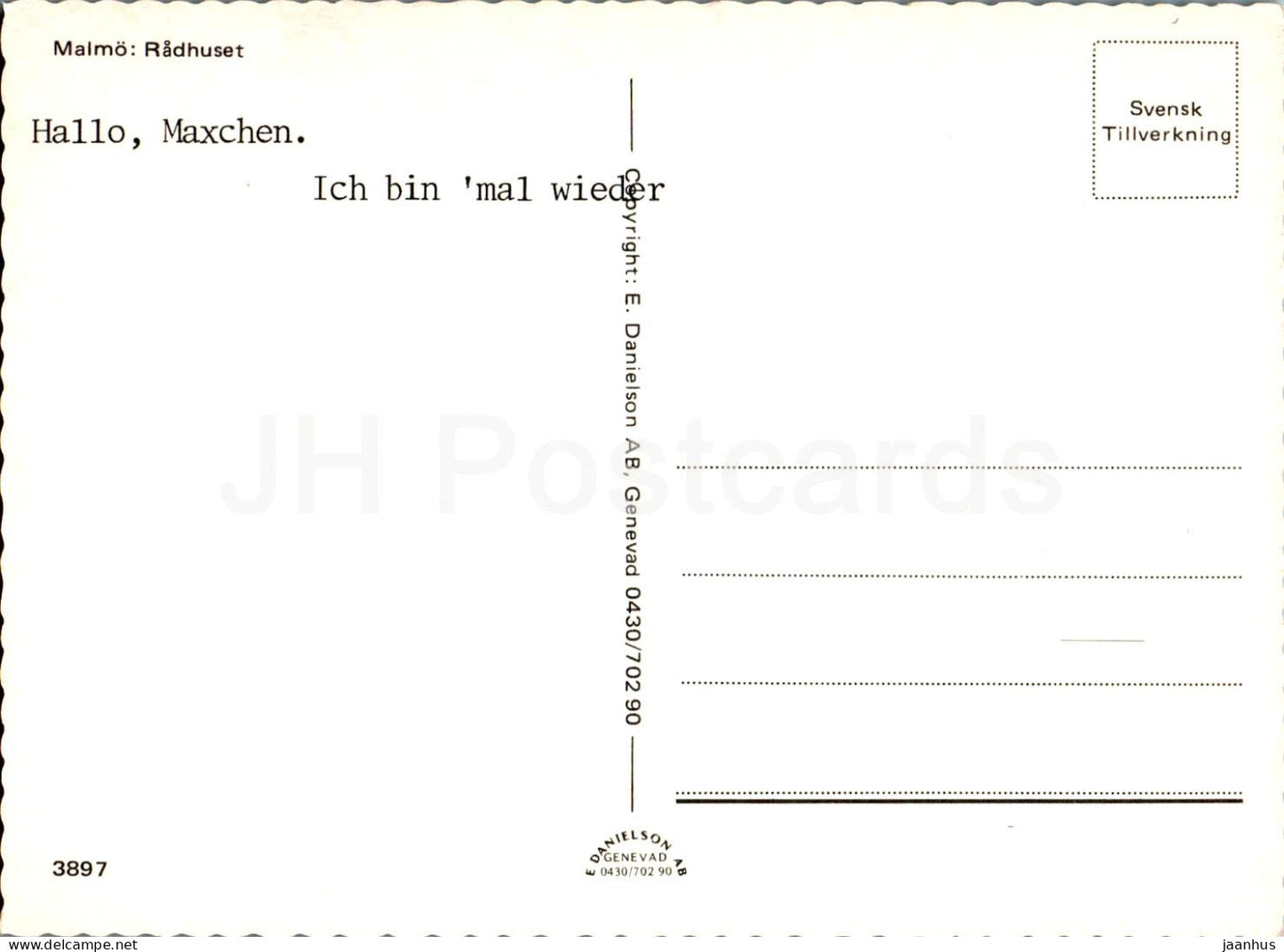 Malmo - Radhuset - Town Hall - 3897 - Sweden - used