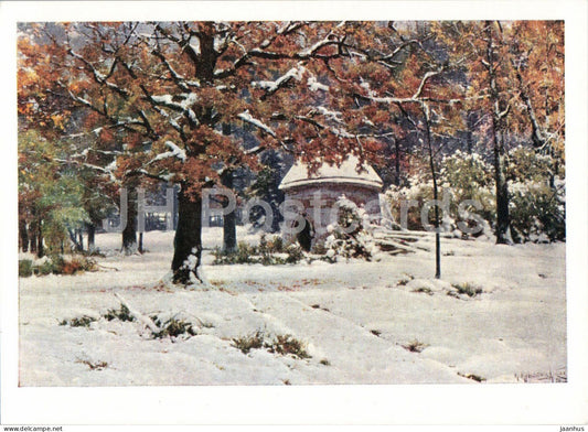 painting by Konstantin Kryzhitsky - Snow Fell in September - Russian art - 1964 - Russia USSR - unused - JH Postcards