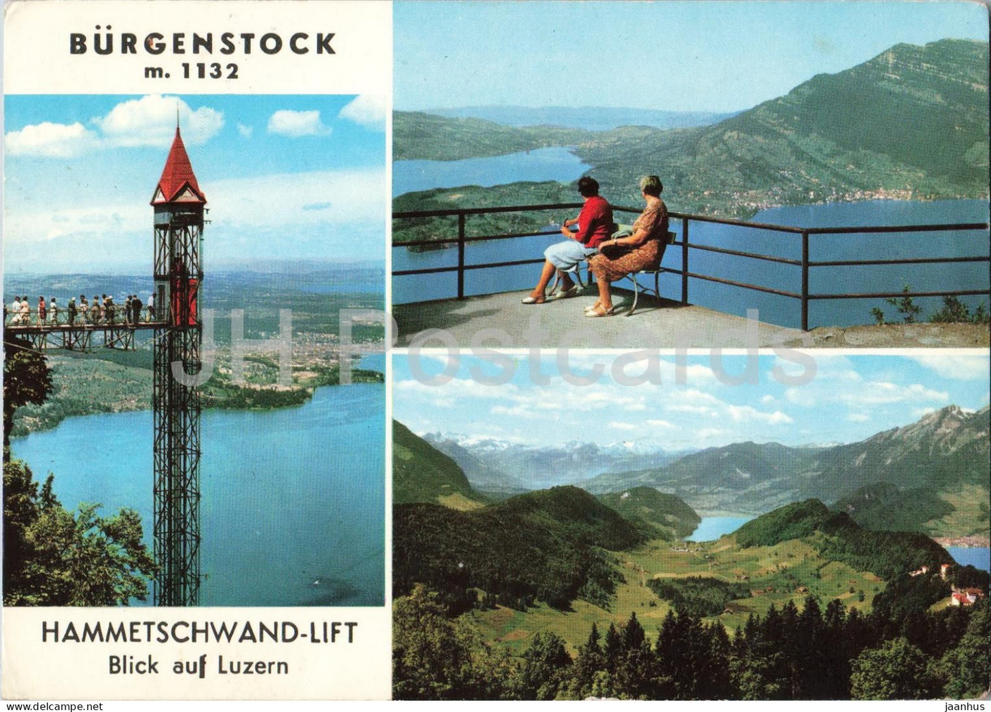 Burgenstock m 1132 Hammetschwand Lift Blick auf Luzern - elevator tower - multiview - 02325 - 1971 - Switzerland - used - JH Postcards
