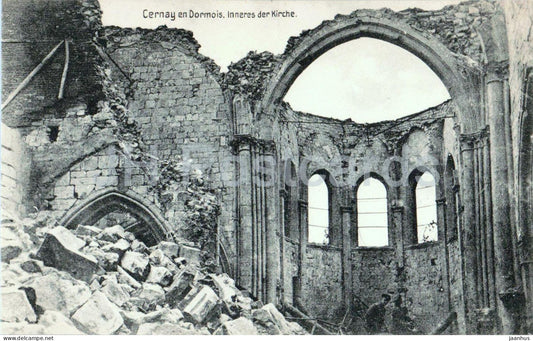Cernay en Dormois - Inneres der Kirche - interior - Church - WWI - ruins - 809 - old postcard - France - unused - JH Postcards