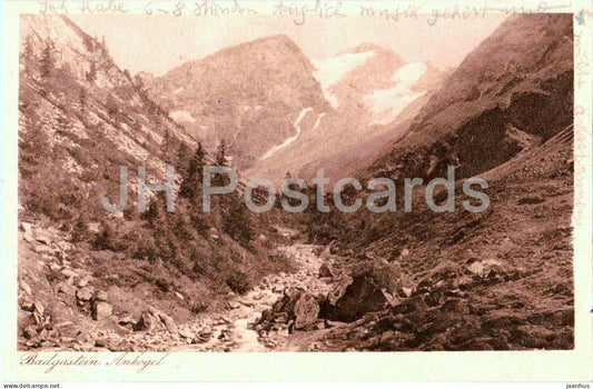 Badgastein - Ankogel - mountain stream - valley - glacier view - old postcard - 1923 - Austria - used - JH Postcards
