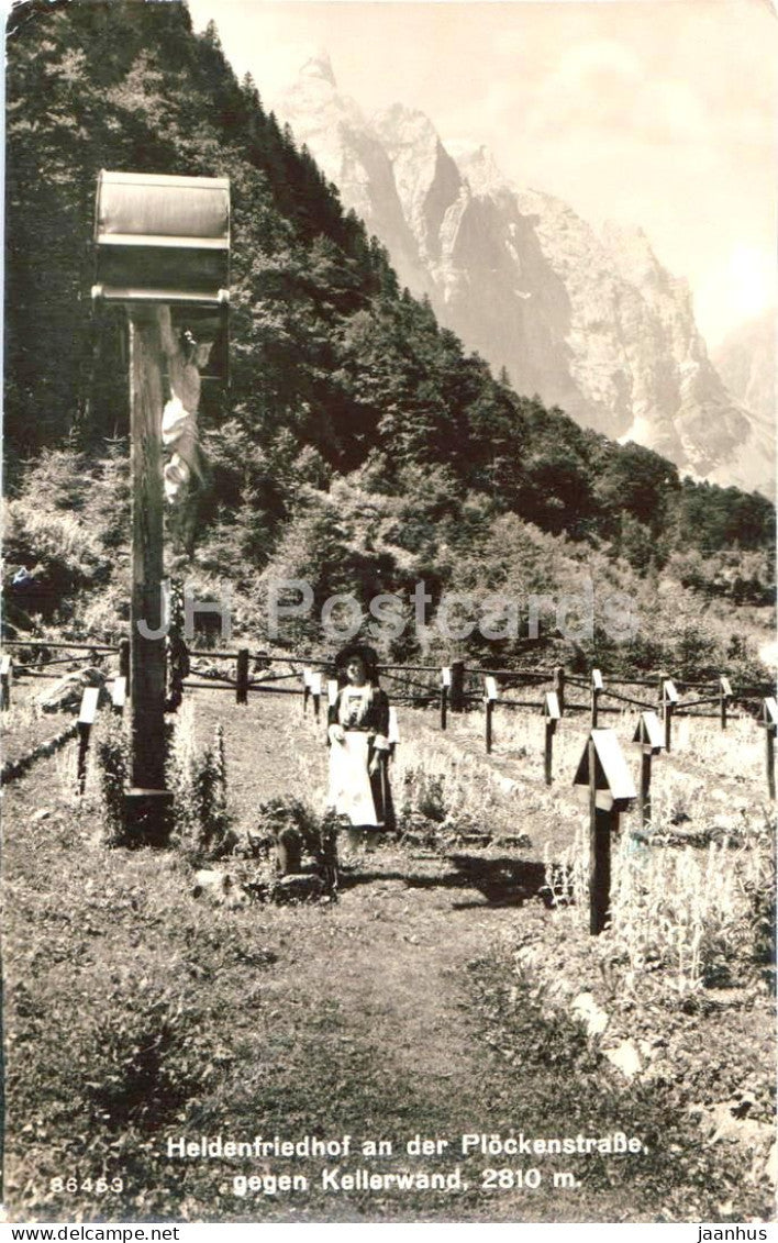 Heldenfriedhof an der Plcokenstrasse gegen Kellerwand 2810 m - 86453 - WWI cemetery old postcard - 1944 - Austria - used - JH Postcards