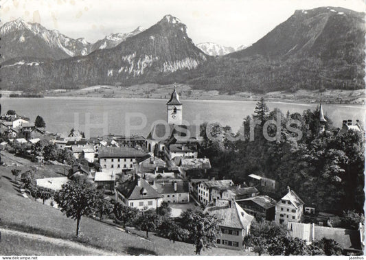 St. Wolfgang mit Rettenkogel Sparber und Plackwand - village view - lake mountains 49 - old postcard - Austria - unused - JH Postcards