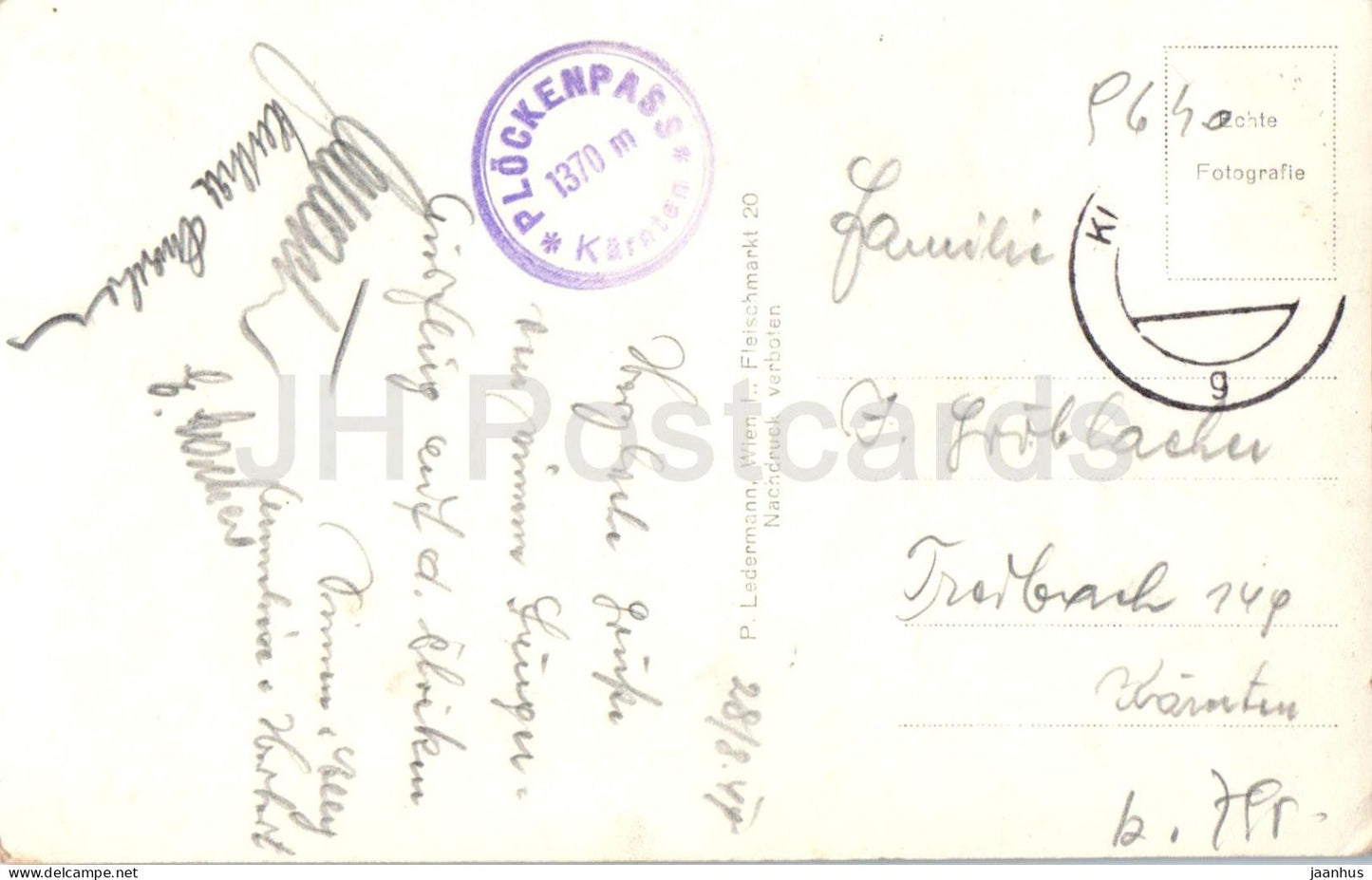 Heldenfriedhof an der Plcokenstrasse gegen Kellerwand 2810 m - 86453 - Carte postale ancienne du cimetière de la Première Guerre mondiale - 1944 - Autriche - utilisé 