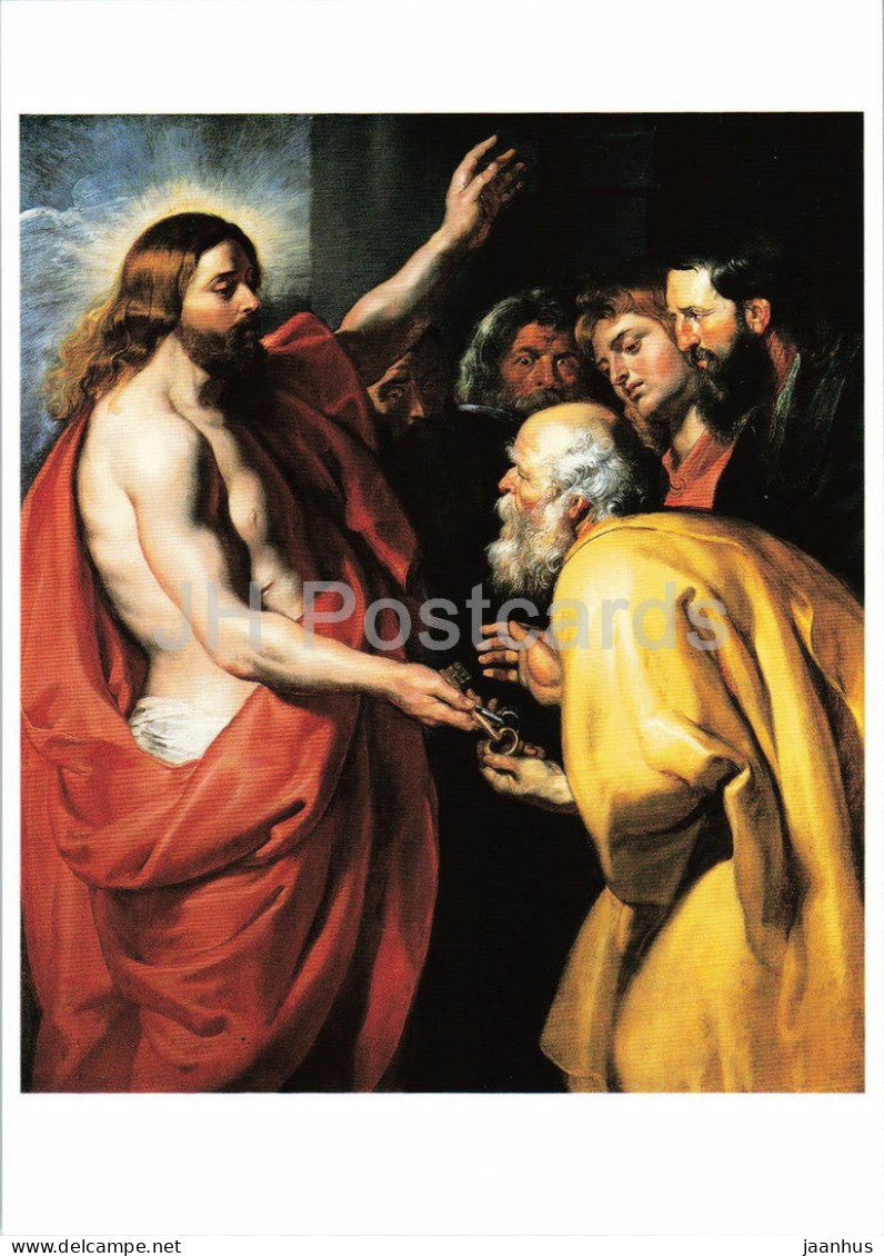 painting by Peter Paul Rubens - Christ Gives the Keys to Saint Peter - Christus - Flemish art - Switzerland - unused - JH Postcards