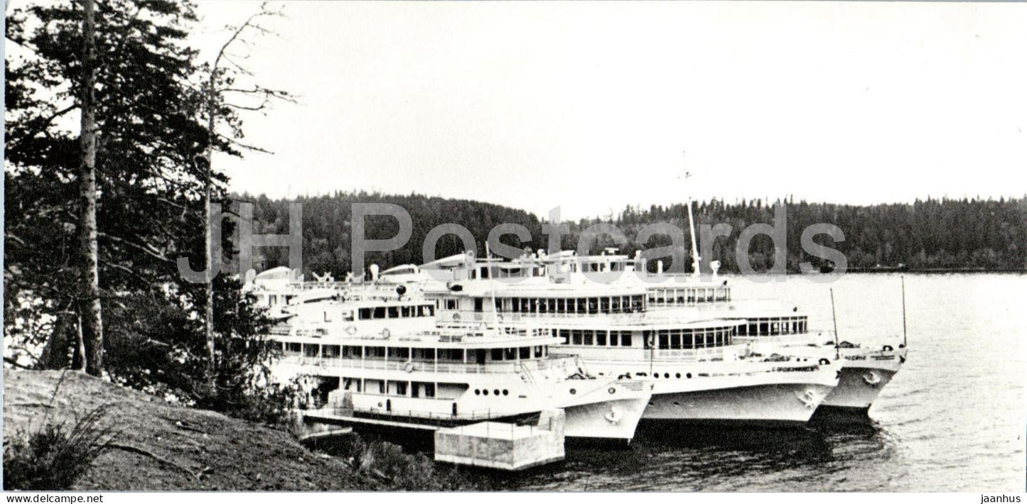 Island Valaam - At the Pier - boats - lake - ships - 1981 - Russia USSR - unused - JH Postcards