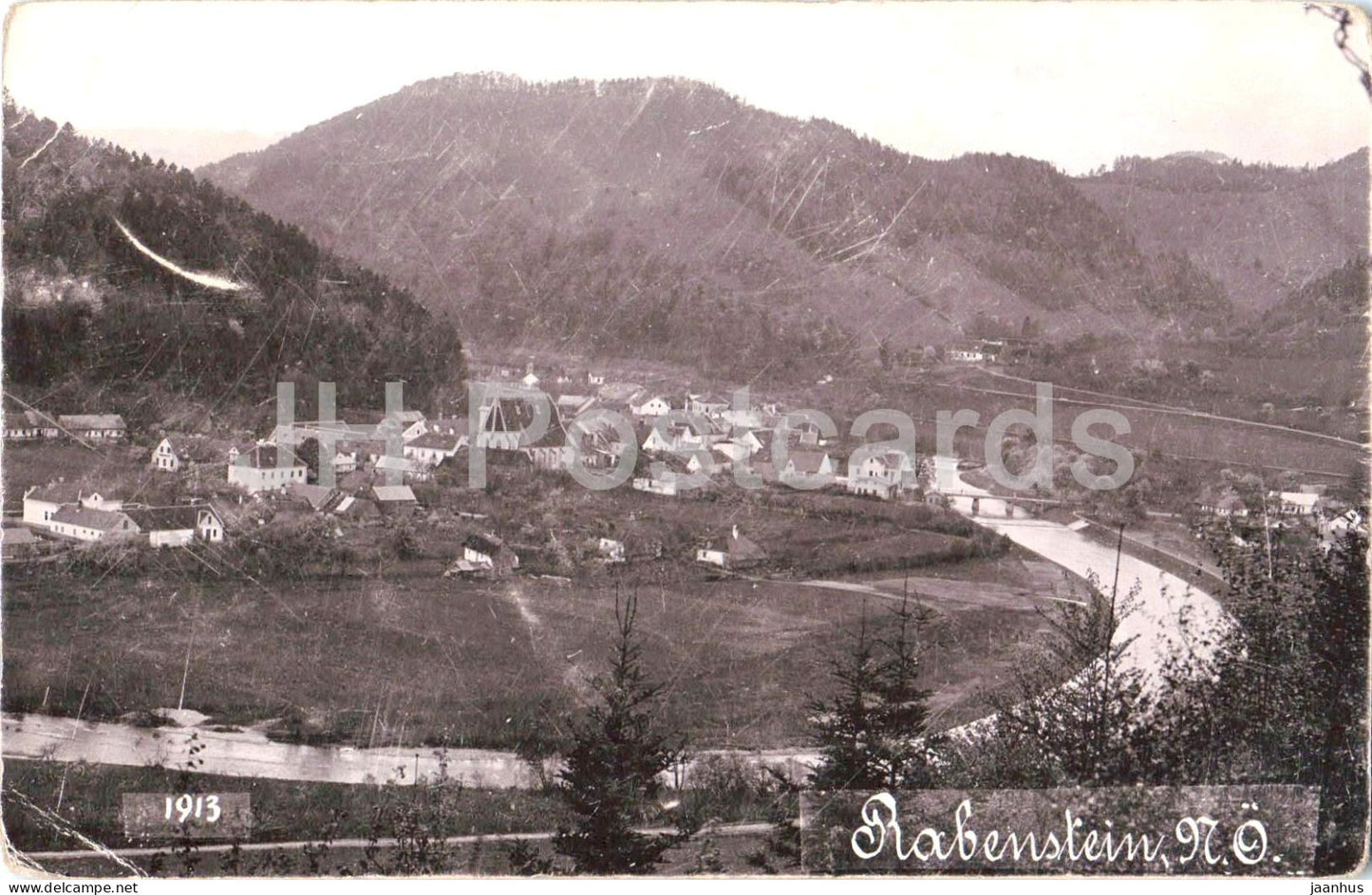 Rabenstein - village view with Pielach river and mountains - old postcard - 1913 - Austria - used - JH Postcards