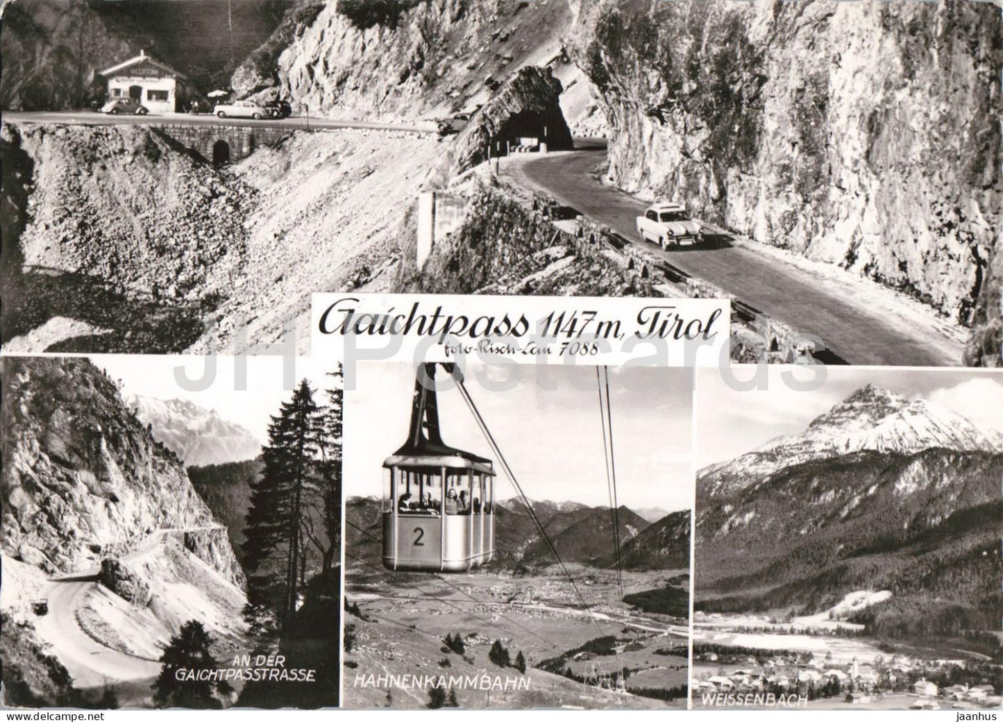 Gaichtpass 1147 m - Tirol - cable car alpine valley - Alps - village - multiview - 1961 - Austria - used - JH Postcards