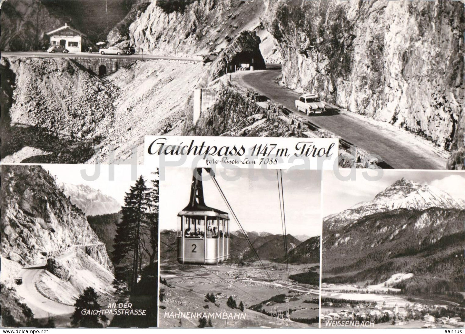 Gaichtpass 1147 m - Tirol - cable car alpine valley - Alps - village - multiview - 1961 - Austria - used - JH Postcards