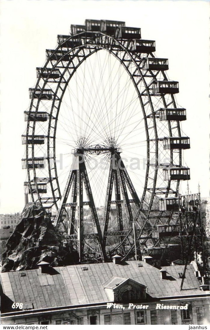 Wien - Vienna - Prater Riesenrad - ferris wheel - 698 - old postcard - 1958 - Austria - used - JH Postcards