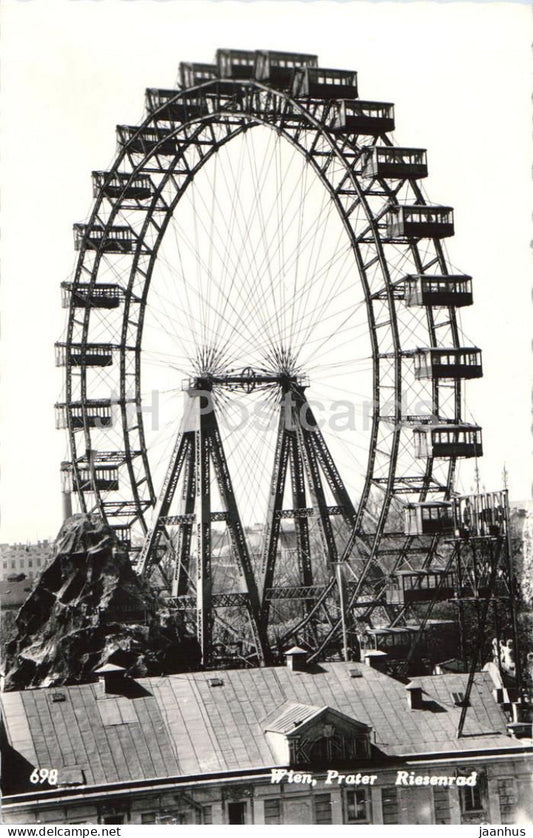 Wien - Vienna - Prater Riesenrad - ferris wheel - 698 - old postcard - 1958 - Austria - used - JH Postcards