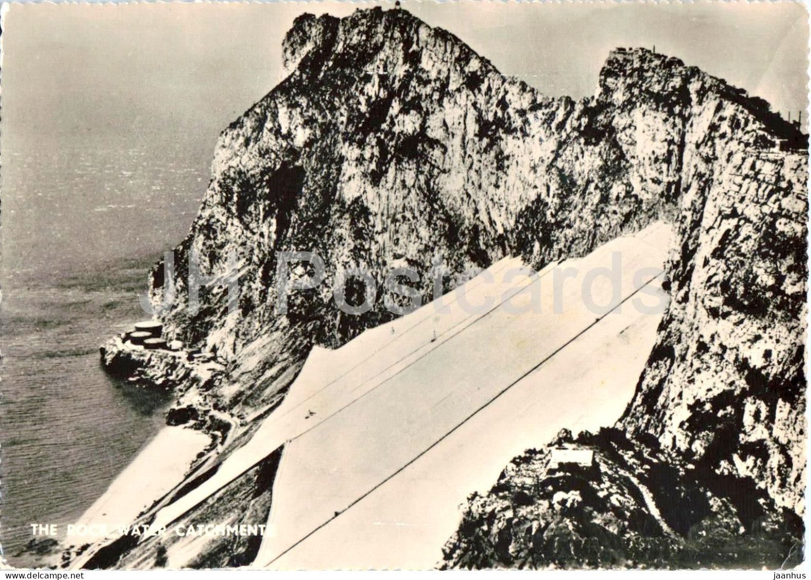 Gibraltar - The Rock Water Catchments - reservoir slopes cliff view - old postcard - Gibraltar - unused - JH Postcards
