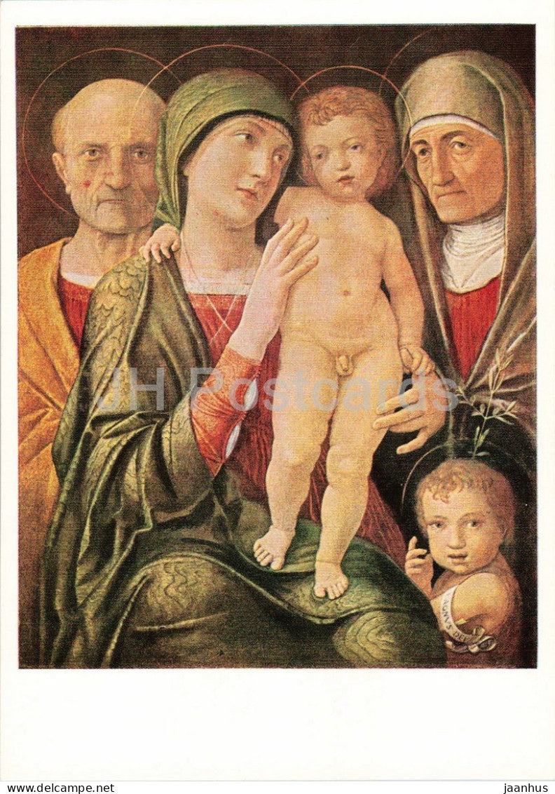 painting by Andrea Mantegna - The Holy Family - Heilige Familie - Italian art - Germany DDR - unused - JH Postcards