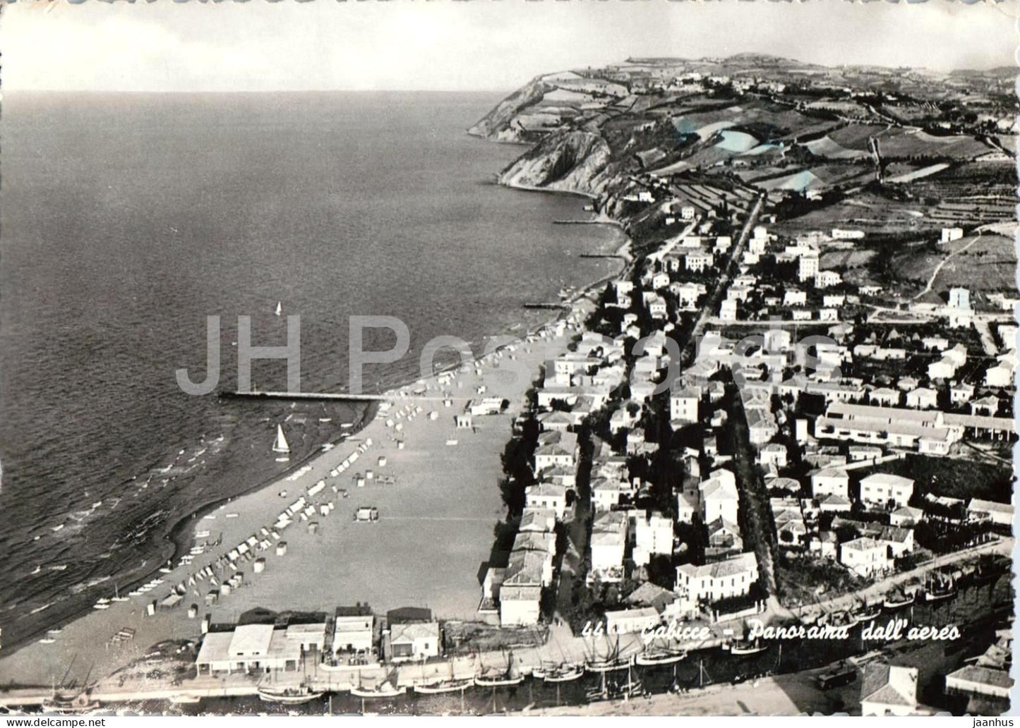 Gabicce - Panorama dall’aereo - Aerial Panorama - seaside town - Adriatic coast beach - 44 - old postcard - Italy - used - JH Postcards
