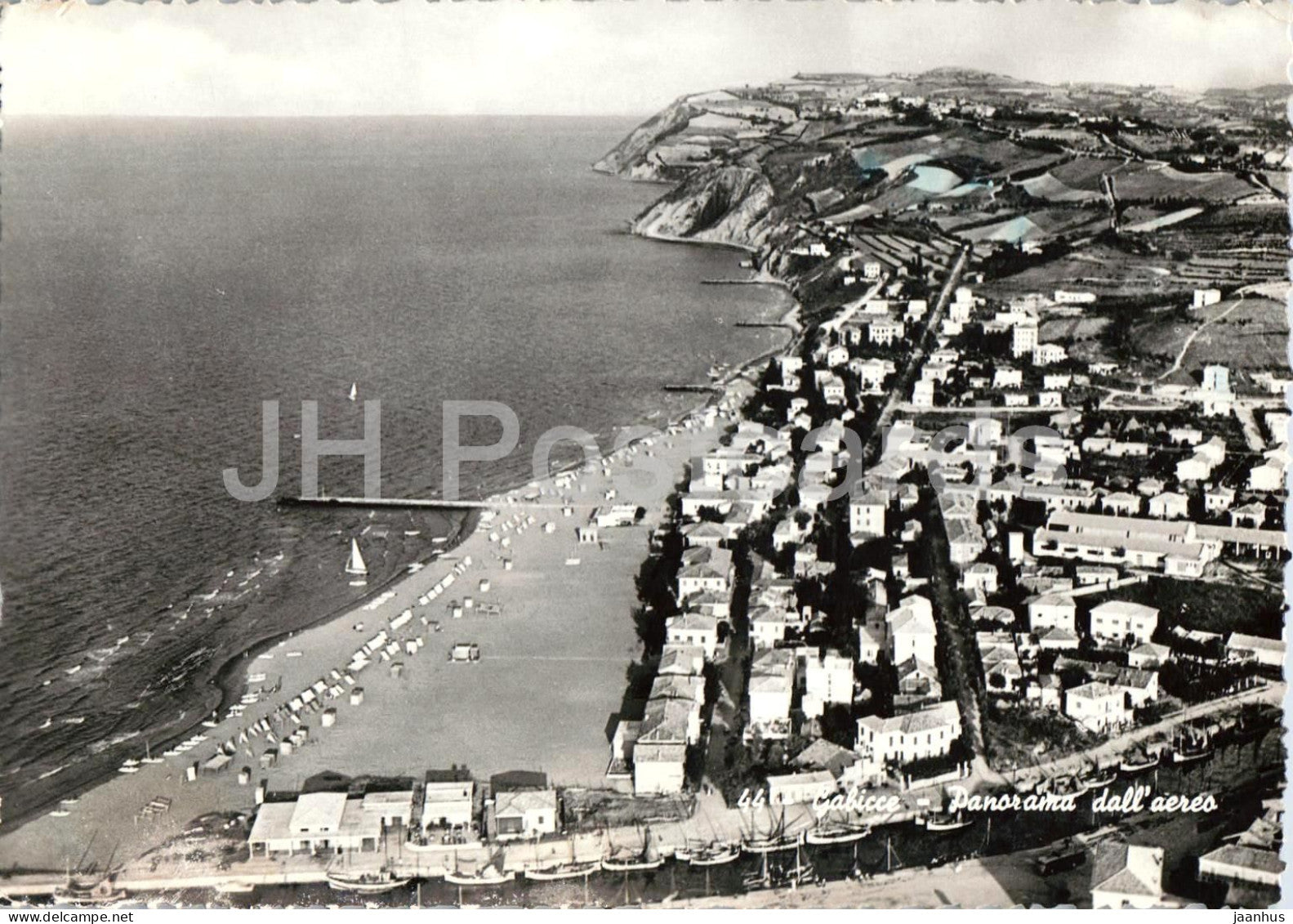 Gabicce - Panorama dall’aereo - Aerial Panorama - seaside town - Adriatic coast beach - 44 - old postcard - Italy - used - JH Postcards